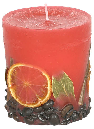 Candle cylinder Potpourri Fruechte (fruits) cherry red