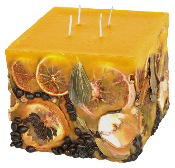 Candle cuboid Potpourri Fruechte (fruits) lemon