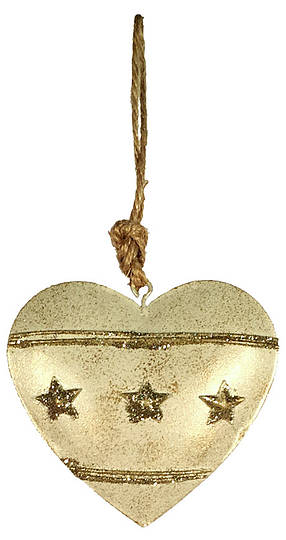 Metal pendant Heart with Stars, gold, 9.5cm