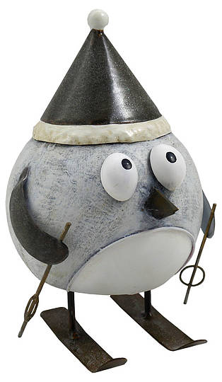 Metal figurine penguin, grey 17cm