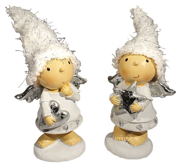 Couple of angels standing, with hat
