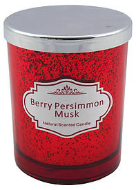 Scented candle red glass, berry persimmon & musk, H: 10cm, D: 8cm
