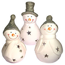 Set of 3 snowmen, as tealight 12-12.5cm
