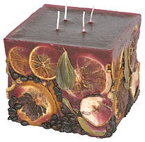 Candle cuboid Potpourri Fruechte (fruits) bordeaux