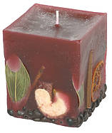 Candle cuboid Potpourri Fruechte (fruits) bordeaux