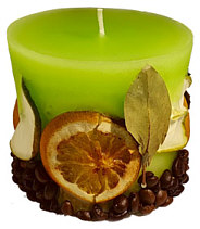 Candle cylinder Potpourri Fruechte (fruits) lime green