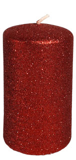 Cylindrical candle "Glamour", red
