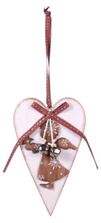 Wooden pendant heart with angel