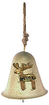 Metal bell with Reindeer, gold, 7.5cm