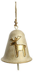 Metal bell with Reindeer, gold 10cm