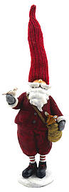 Father Christmas standing with Bird and deer, red 20cm