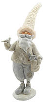 Father Christmas standing with Bird and deer, white 12cm