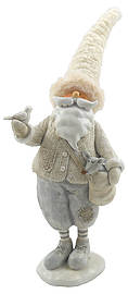 Father Christmas standing with Bird and deer, white 20cm