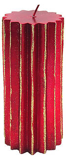 Kerzenzylinder rot mit goldenen Linien