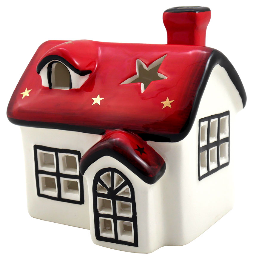 Light house "Riesa", red roof, 12 cm, 