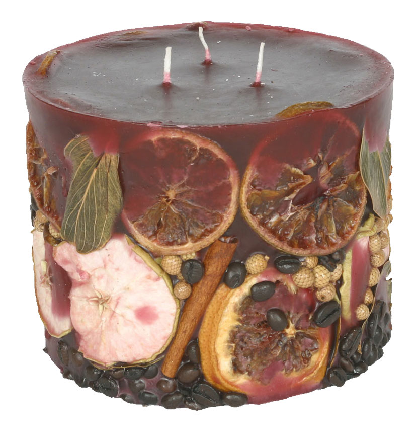 Candle cylinder Potpourri Fruechte (fruits) bordeaux, 