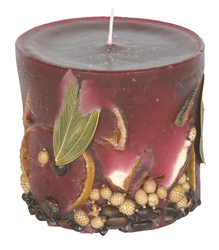 Candle cylinder Potpourri Fruechte (fruits) bordeaux, 