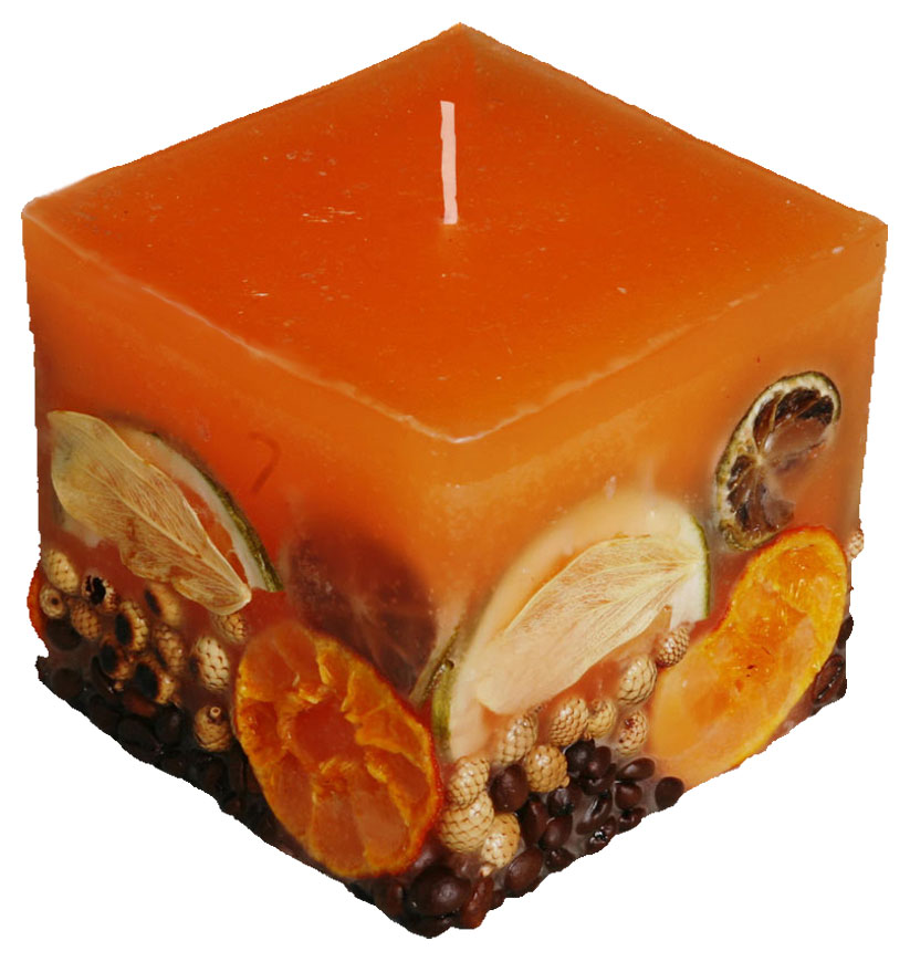 Kerzenquader Potpourri Früchte orange, 