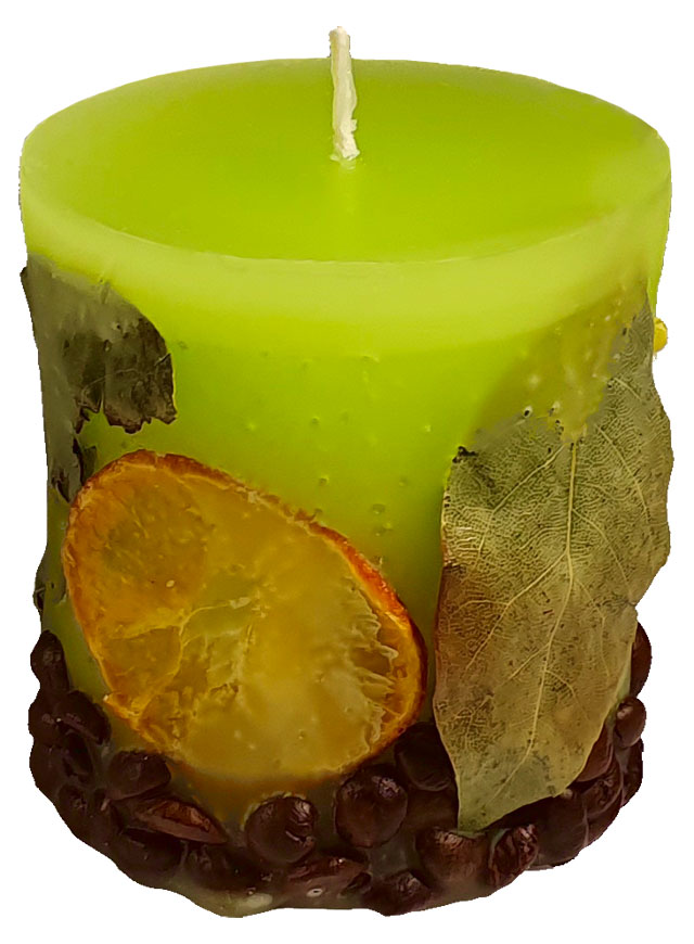 Candle cylinder Potpourri Fruechte (fruits) lime green, 
