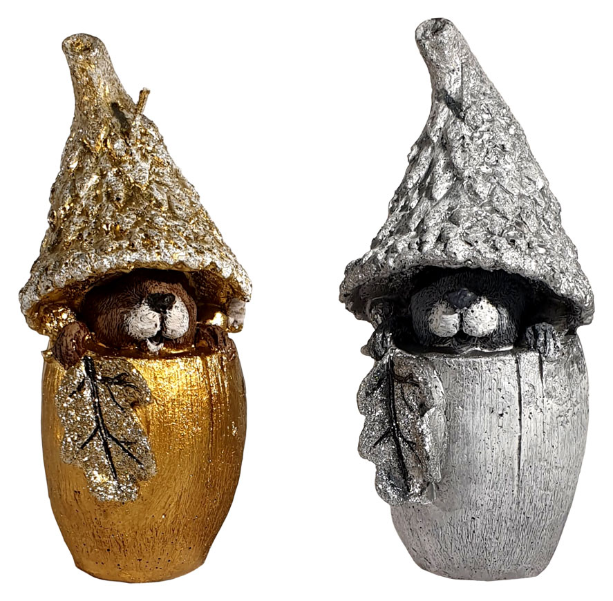 Candle "Dwarf", set of 2, gold and silver, 