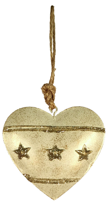 Metallanhänger Herz mit Sternen, gold, 9.5cm, 