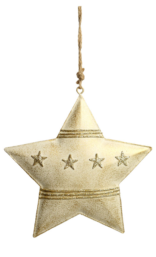 Metallanhänger Stern mit Sternen, gold, 9.5cm, 