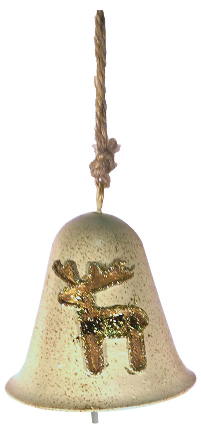 Metal bell with Reindeer, gold, 7.5cm, 