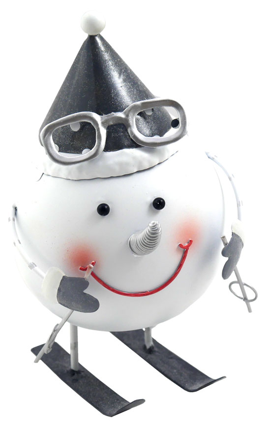 Metal figurine snow man with hat, 17cm, 