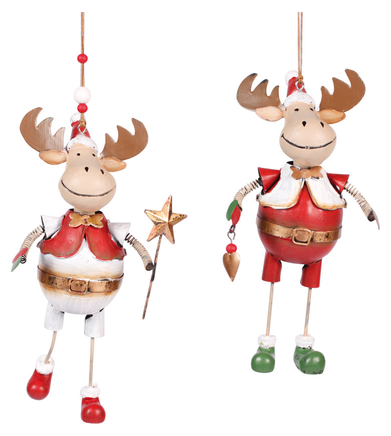 Reindeer from metal Eldar pendent red-white, 