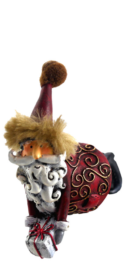 Pendant Father Christmas with gift, rot 9cm, 