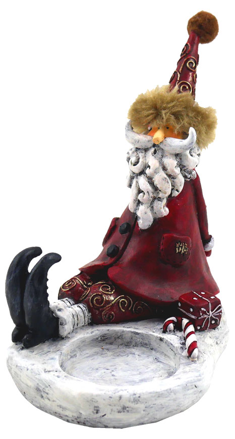 Teelichthalter Weihnachtsmann, rot 12.5cm, 