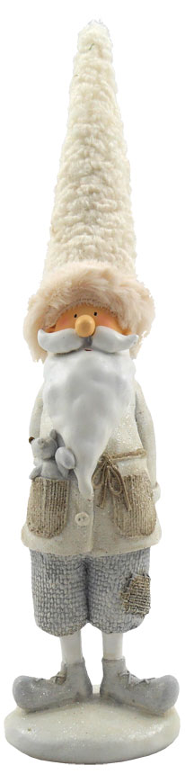 Father Christmas standing with Fox, white 12cm, 